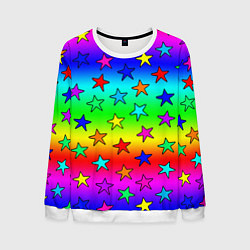 Свитшот мужской Радужные звезды, цвет: 3D-белый