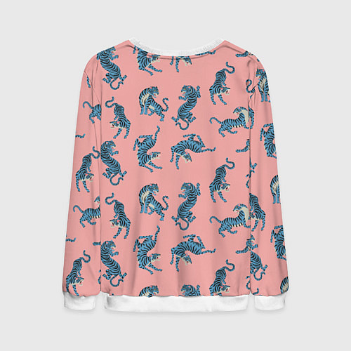 Мужской свитшот Много синих тигров Символ года / 3D-Белый – фото 2