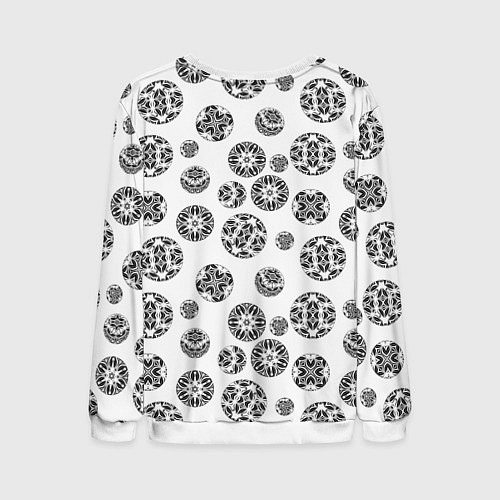 Мужской свитшот Черно-белый геометрический узор / 3D-Белый – фото 2