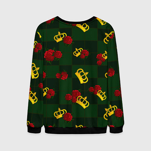 Мужской свитшот Короны и розы / 3D-Черный – фото 2