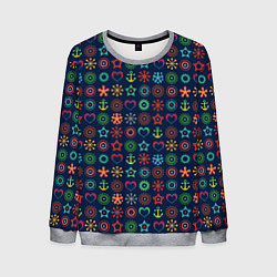 Свитшот мужской Морской разноцветный узор, цвет: 3D-меланж