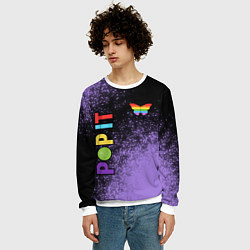 Свитшот мужской Поп Ит - Бабочка - Спрей, цвет: 3D-белый — фото 2