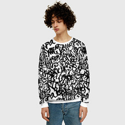 Свитшот мужской Graffiti black on white, цвет: 3D-белый — фото 2