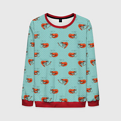 Свитшот мужской Креветки паттерн, цвет: 3D-красный