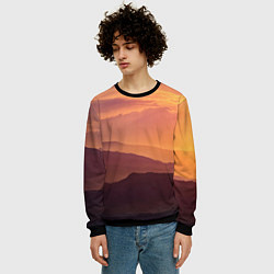 Свитшот мужской Закат в горах, цвет: 3D-черный — фото 2