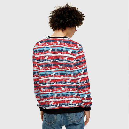 Мужской свитшот Merry Christmas лесные звери / 3D-Черный – фото 4