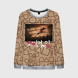 Свитшот мужской Постер Игра в кальмара, цвет: 3D-меланж