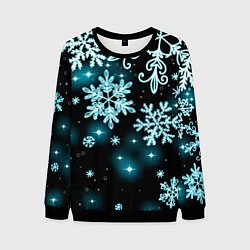 Свитшот мужской Космические снежинки, цвет: 3D-черный