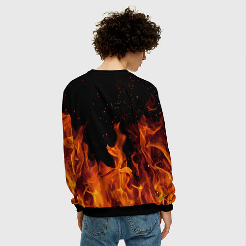 Мужской свитшот ROBLOX FIRE РОБЛОКС ОГОНЬ ПОЖАРНЫЙ / 3D-Черный – фото 4