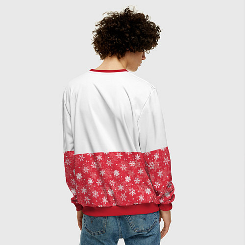 Мужской свитшот Оленёнок Merry Christmas / 3D-Красный – фото 4