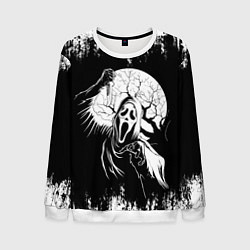 Свитшот мужской Крик Хэллоуин Хоррор Scream Halloween, цвет: 3D-белый