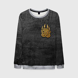 Свитшот мужской Волчий отпечаток золотом Символ Велеса, цвет: 3D-меланж