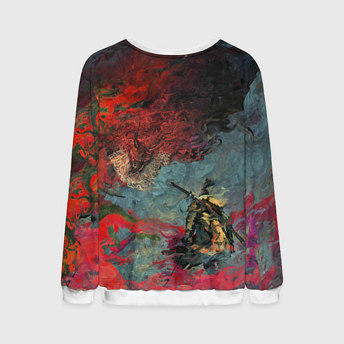 Мужской свитшот Sekiro Самурай против дракона / 3D-Белый – фото 2