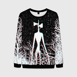 Свитшот мужской СИРЕНОГОЛОВЫЙ ГЛИТЧ ЛЕС, КОСМОС, цвет: 3D-черный