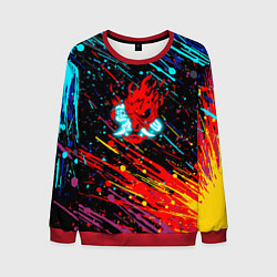 Свитшот мужской Cyberpunk 2077 Цветные брызги, цвет: 3D-красный
