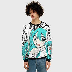 Свитшот мужской Hatsune Miku Vocaloid, цвет: 3D-черный — фото 2