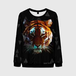 Свитшот мужской Тигр стиль Low poly, цвет: 3D-черный