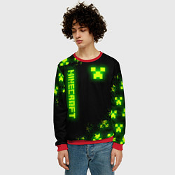 Свитшот мужской MINECRAFT NEON LOGO CREEPER, цвет: 3D-красный — фото 2