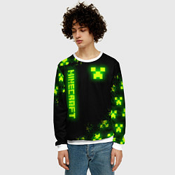 Свитшот мужской MINECRAFT NEON LOGO CREEPER, цвет: 3D-белый — фото 2