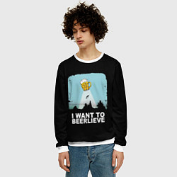 Свитшот мужской I WANT TO BEERLIEVE Я ВЕРЮ В ПИВО, цвет: 3D-белый — фото 2
