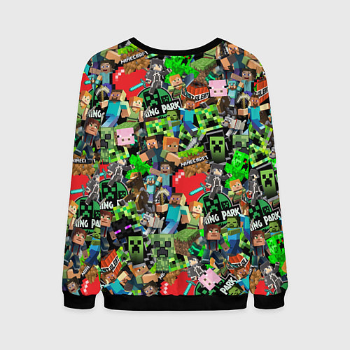 Мужской свитшот МАЙНКРАФТ ВСЕ ГЕРОИ И ПРЕДМЕТЫ / 3D-Черный – фото 2
