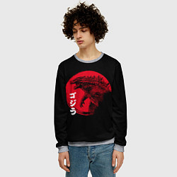 Свитшот мужской ГОДЗИЛА, ИЕРОГЛИФЫ, цвет: 3D-меланж — фото 2