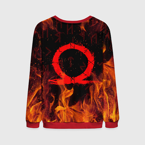 Мужской свитшот GOD OF WAR РАГНАРЁК, КРАТОС В ОГНЕ / 3D-Красный – фото 2