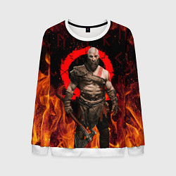 Мужской свитшот GOD OF WAR РАГНАРЁК, КРАТОС В ОГНЕ