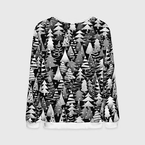 Мужской свитшот Лес абстрактных ёлок / 3D-Белый – фото 2