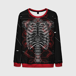 Свитшот мужской Биомеханический скелет cyberpunk, цвет: 3D-красный