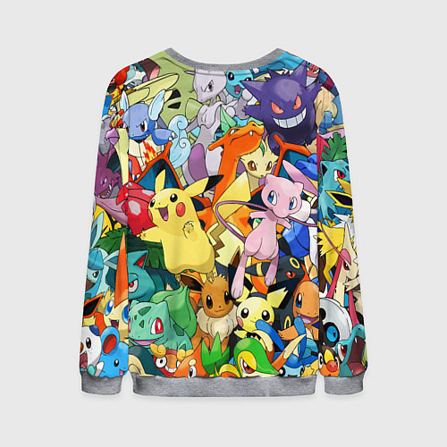 Мужской свитшот АНИМЕ, ПОКЕМОНЫ ВСЕ ПЕРСОНАЖИ POKEMON / 3D-Меланж – фото 2