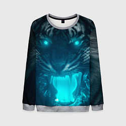 Свитшот мужской Неоновый водяной тигр 2022, цвет: 3D-меланж