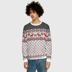 Свитшот мужской НОВОГОДНИЙ УЗОР, цвет: 3D-белый — фото 2