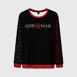 Свитшот мужской GOD OF WAR LOGO, РУНЫ, цвет: 3D-красный