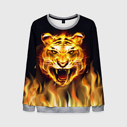 Свитшот мужской Тигр В Пламени, цвет: 3D-меланж