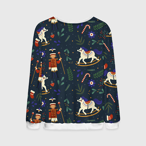 Мужской свитшот Щелкунчик паттерн с лошадкой / 3D-Белый – фото 2
