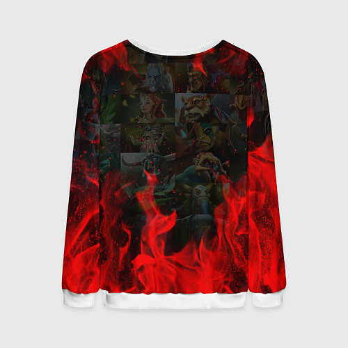 Мужской свитшот DOTA 2 ЛОГО В ОГНЕ, ПЕРСОНАЖИ / 3D-Белый – фото 2