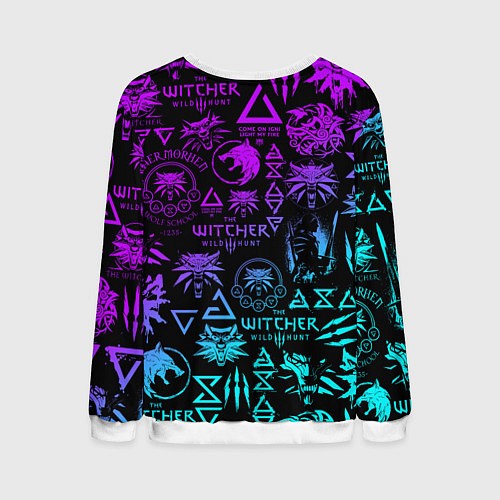 Мужской свитшот ВЕДЬМАК ЛОГОБОМБИНГ НЕОН / 3D-Белый – фото 2