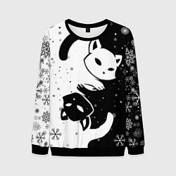 Мужской свитшот Новогодние два кота кувыркаются