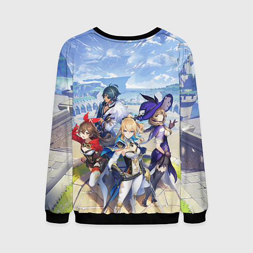 Мужской свитшот МИР ТЕВАЙТ ГЕРОИ ГЕНШИН ИМПАКТ / 3D-Черный – фото 2