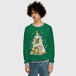 Свитшот мужской Коты Построение ёлкой, цвет: 3D-меланж — фото 2