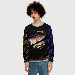 Свитшот мужской JOJOS BIZARRE ADVENTURE ЛИЦО ГЕРОЯ, цвет: 3D-меланж — фото 2