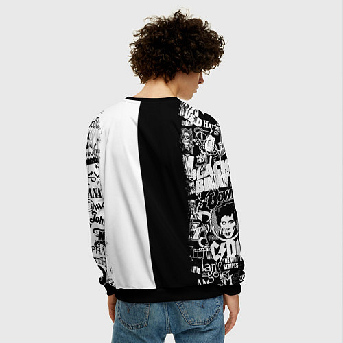 Мужской свитшот КОРОЛЬ И ШУТ ЧЁРНО БЕЛЫЙ КЛОУН / 3D-Черный – фото 4