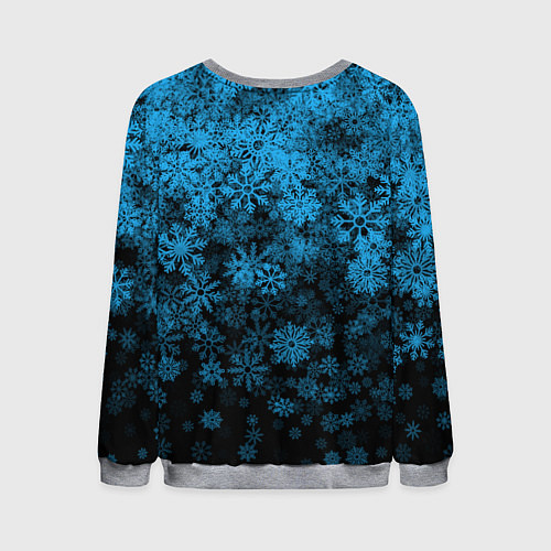 Мужской свитшот КРАСИВЫЕ ГОЛУБЫЕ СНЕЖИНКИ / 3D-Меланж – фото 2