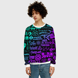 Свитшот мужской ЛОГОТИПЫ РОК ГРУПП НЕОН ROCK NEON, цвет: 3D-белый — фото 2