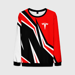 Свитшот мужской TESLA MOTORS RED LINE ТЕСЛА, цвет: 3D-черный