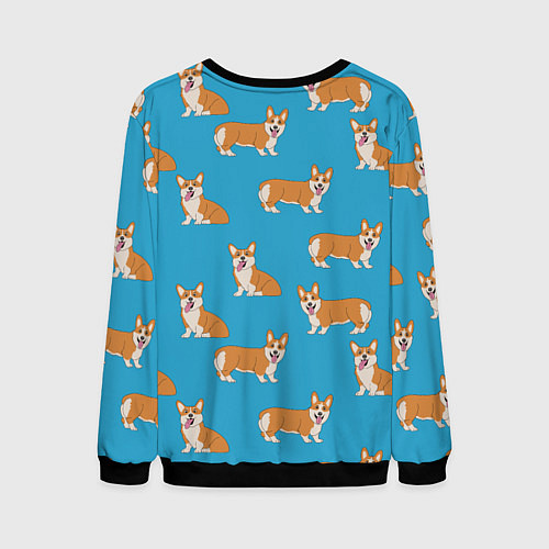 Мужской свитшот Счастливые корги паттерн / 3D-Черный – фото 2