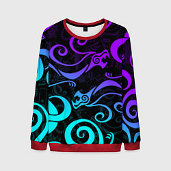 Свитшот мужской НЕОНОВОЕ ТАТУ ДРАКЕНА УЗОР, цвет: 3D-красный