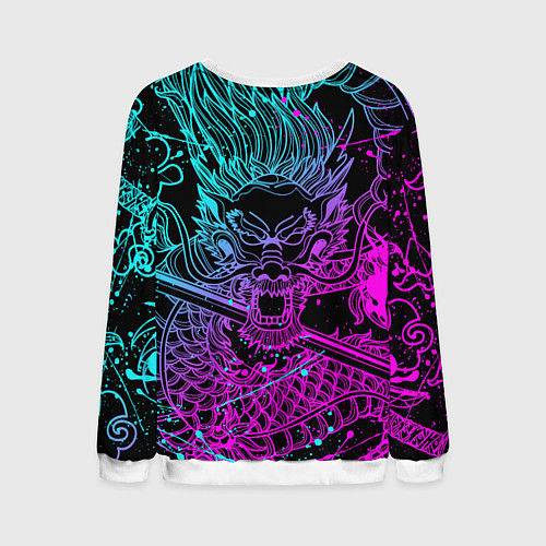 Мужской свитшот KDA NEON DRAGON LEAGUE OF LEGENDS, НЕОНОВЫЕ БРЫЗГИ / 3D-Белый – фото 2