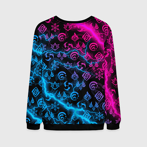 Мужской свитшот НЕОНОВЫЕ МОЛНИИ, GENSHIN IMPACT NEON / 3D-Черный – фото 2